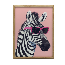 FALI PLAKÁT ALUMÍNÍV KERETBEN VICCES ZEBRA 50x70 CM grafika, keretezett kép