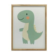 FALI PLAKÁT ARANY KERETBEN MOSOLYOGÓ DINOSZAURUS 30x40 CM grafika, keretezett kép