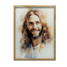FALI PLAKÁT ARANY KERETBEN MOSOLYOGÓ JÉZUS 30x40 cm grafika, keretezett kép
