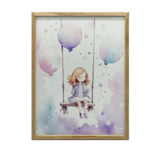 FALI PLAKÁT ARANY KERETBEN SZÍNES JOY SWING 70x100 grafika, keretezett kép