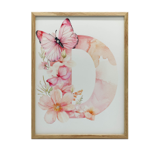  FALI PLAKÁT ARANY KERETBEN VIRÁGOK ÉS LEPKE 40x50 CM grafika, keretezett kép