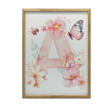 FALI PLAKÁT ARANY KERETBEN VIRÁGOK PILLANGÓK 40X50 CM MATTE grafika, keretezett kép