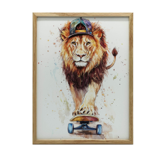 FALI PLAKÁT ARANY KERETES OROSZLÁN A Gördeszkán 70x100 CM grafika, keretezett kép