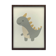 FALI PLAKÁT DINOSZAURUS MOSOLYGAL ARANY KERETBEN 40x50 CM grafika, keretezett kép