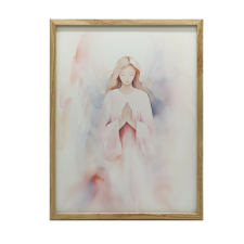 FALI PLAKÁT FA KERETBEN EGY RÓZSASZÍN ANGYAL VARÁJA 50x70 CM grafika, keretezett kép