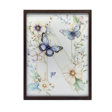  FALI PLAKÁT FA KERETES VIRÁGOS BETŰ N 70x100 CM grafika, keretezett kép