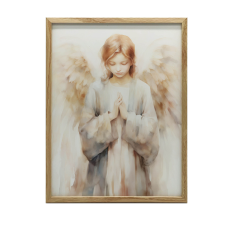 FALI PLAKÁT FEHÉR FA KERETBEN GYENGE IMÁDSÁG 30x40 CM grafika, keretezett kép