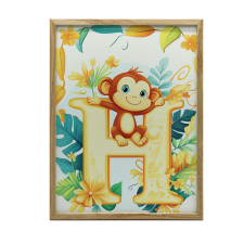 FALI PLAKÁT FEHÉR KERETBEN H BETŰ, TROPICAL MONKEY 30x40 CM grafika, keretezett kép