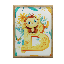 FALI PLAKÁT FEHÉR KERETEBEN HAPPY MONKEY LETTER B 30x40 CM grafika, keretezett kép