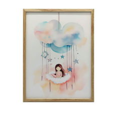 FALI PLAKÁT FELHŐKARUSZEL ÁLMOK ARANY KERETBEN 70x100 CM grafika, keretezett kép