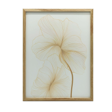 FALI PLAKÁT FINOM VIRÁGOK VONALOS ARANY KERETBEN 50X70 CM grafika, keretezett kép