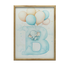  FALI PLAKÁT KERETBEN B BETŰ Léggömbökkel ARANY KERET 50x70 CM grafika, keretezett kép