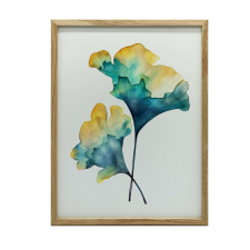 FALI PLAKÁT KERETBEN GINGKKOB LEVELEK, FEKETE KERET 30x40 CM grafika, keretezett kép