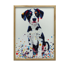  FALI PLAKÁT KERETBEN KUTYÁVAL, SZÍNES MOZAIK 30x40 CM grafika, keretezett kép