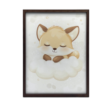  FALI PLAKÁT KERETBEN RÓKA FELHŐN, FEKETE KERET 70x100 CM grafika, keretezett kép