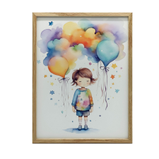 FALI PLAKÁT LÁNY Léggömbökkel KERET NÉLKÜL 70x100 CM grafika, keretezett kép
