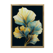 FALI PLAKÁT LEVÉLEK AKVARSZÍNES SÖTÉT AQUAMARINE 70x100 CM KERET NÉLKÜL grafika, keretezett kép
