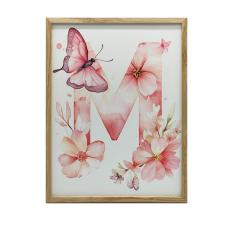  FALI PLAKÁT M BETŰ VIRÁGOS ÖSSZETÉTEL SÖTÉTBARNA 50x70 CM grafika, keretezett kép