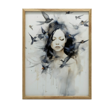 FALI PLAKÁT MADARAK ÉS LÉLEK ARANY KERETBEN 50x70 CM MATT PAPÍR grafika, keretezett kép