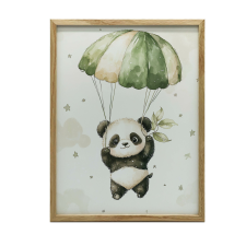 FALI PLAKÁT PANDÁK ejtőernyőn, VÉGTELEN ÉG 70x100 CM grafika, keretezett kép
