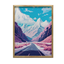 FALI PLAKÁT PASZTELL HEGYI TÁJ ARANY KERET 50x70 CM grafika, keretezett kép