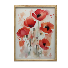 FALI PLAKÁT PIROS MÁK Akvarellben KERET NÉLKÜL 50x70 CM grafika, keretezett kép