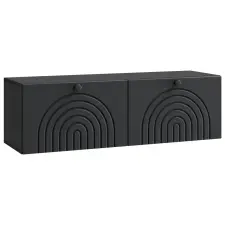  Fali TV szekrény Fekete 98 x 31 x 30 cm Szerelt Fa bútor
