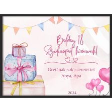  Falikép – Boldog Születésnapot egyedi adatokkal 7. (videóvetítő opcióval) grafika, keretezett kép