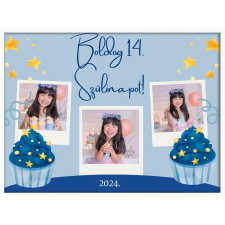  Falikép – Boldog Születésnapot egyedi adatokkal saját fotóval 2. (videóvetítő opcióval) grafika, keretezett kép