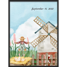  Falikép – Egyedi feliratos szélmalom (videóvetítő opcióval) grafika, keretezett kép