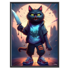  Falikép – Fantasy cat terror 2. (videóvetítő opcióval) grafika, keretezett kép