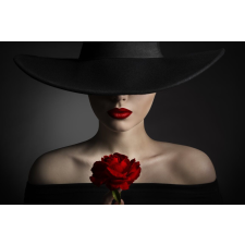  Falikép Nő portré, divat, vörös rózsa, 350 x 200 cm tapéta, díszléc és más dekoráció