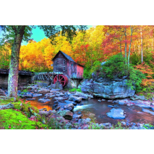  Falikép Ősz az erdőben malommal, 350 x 200 cm tapéta, díszléc és más dekoráció