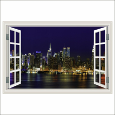  Falmatrica Manhattan ablak, New York éjjel, 300 x 200 cm tapéta, díszléc és más dekoráció
