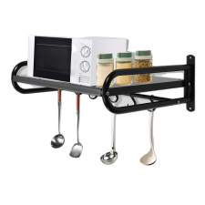  Falra szerelhető mikrohullámú sütő polc, tartós szénacél, helytakarékos kialakítás, 1-szintű papírárú, csomagoló és tárolóeszköz