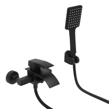  Falra szerelhető vízesés fürdőkeverő, kettős vízkifolyó, modern fekete felület, A LÁTATOTT csaptelep