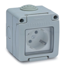 Famatel 19068 falon kivüli 16A-250V szürke IP55 vízmentes dugalj (19068) villanyszerelés