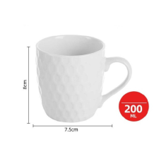 Family bögre 200ml fehér, anyagában mintás rombuszos bögrék, csészék