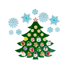FAMILY CHRISTMAS Karácsonyi öntapadós 3D falmatrica - adventi kalendárium - fenyőfa karácsonyi dekoráció