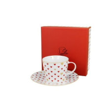  family csésze+alj porcelán 250ml szív apró bögrék, csészék