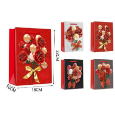  Family dísztasak 18x23x10cm rózsacsokor 4f. party kellék