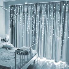 Family Fényfüggöny - 100 db LED - hidegfehér - hálózati - IP44 - 2,2 m - 8 program karácsonyfa izzósor