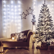 Family Fényfüggöny - 200 db LED - középfehér - hálózati - IP44 - 4,2 m - 8 program karácsonyfa izzósor