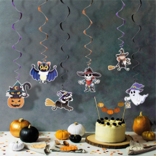 Family Halloween-i dekoráció szett - 6 féle motívum - csillogó spriál akasztóval dekoráció