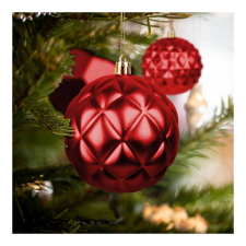 Family Karácsonyfadísz szett - gömbdísz - piros - 6 db / csomag karácsonyfadísz