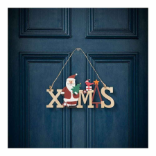 Family Karácsonyi dekor fából - mikulásos - akasztóval - 17 x 9 cm karácsonyfadísz