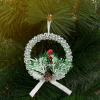 Family Karácsonyi dekoráció - akasztható - ezüst koszorú - 10 cm