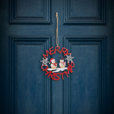 Family Karácsonyi dekoráció - fa, piros hóember - 10 cm karácsonyi ablakdekoráció