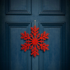 Family Karácsonyi dekoráció - jégkristály - glitteres piros - akasztható - 31 cm, 59704C dekoráció