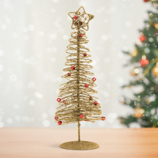 Family Karácsonyi, glitteres, fém karácsonyfa - 28 cm - arany 58622B karácsonyi dekoráció
